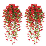 décoration extérieure plante artificielle suspendue fleurs marguerites violettes feuilles vertesbranches flexibles moderne