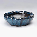 bol céramique moderne bleu ondulé décoration intérieur extérieur fleur plante verte