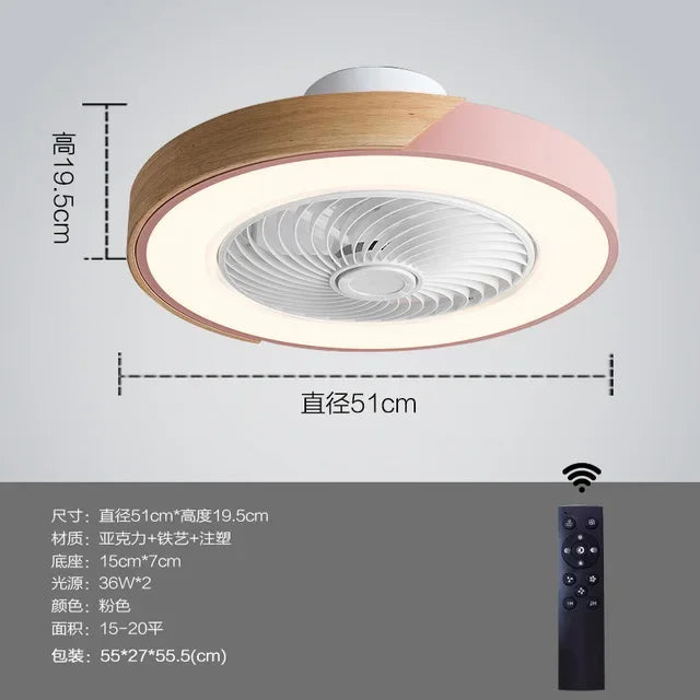 ventilateur bois led gris blanc minimaliste moderne télécommande luminoșité variable certifications sécurité chambre salon