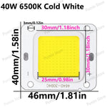 source LED 40W blanc chaud froid 46x40mm moderne matrice diodes aluminium