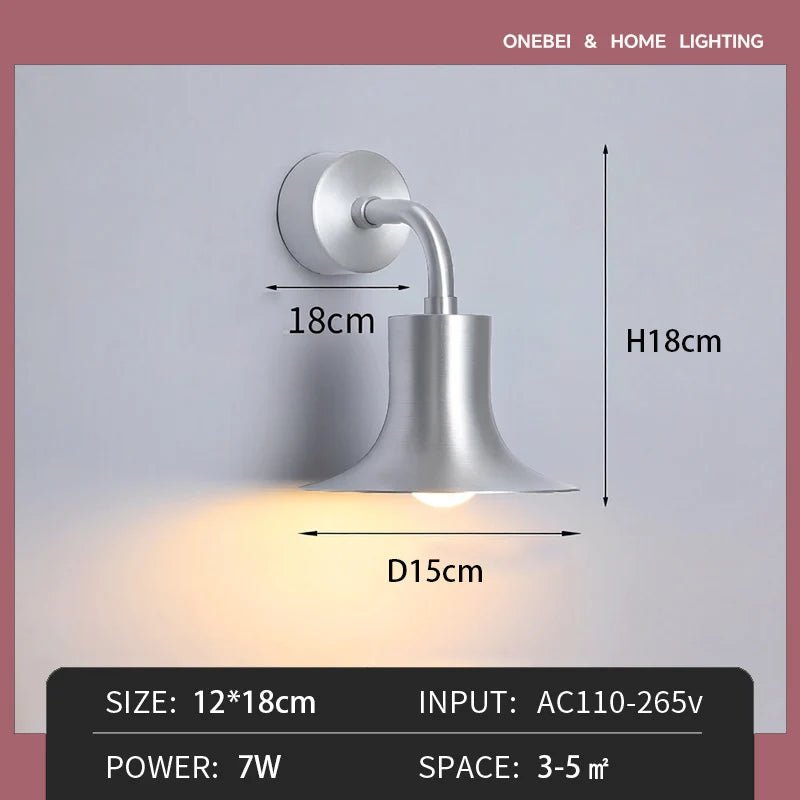 lampe murale moderne applique aluminium argenté gris marron feuilles minimaliste chambre salon
