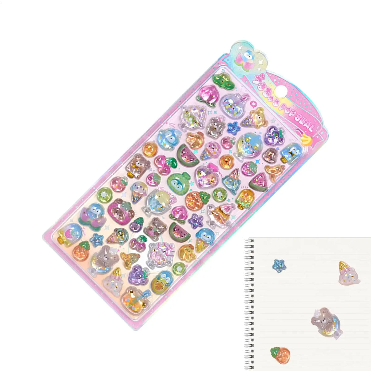 sticker 3d kawaii forme géométrique animaux multicolore opacité adhésif décoration enfant maisonécole