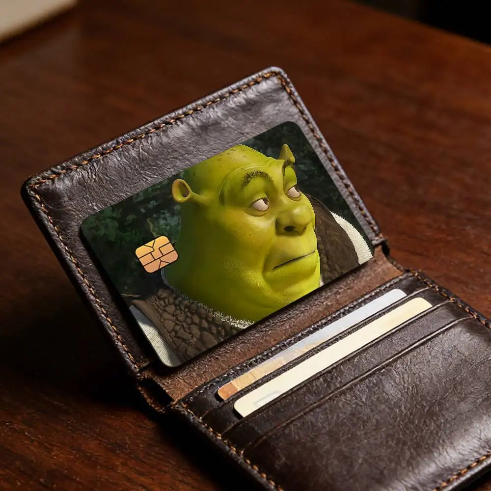 autocollants protection cartes bancaires face monstre vert shrek résistants rayures set pièces moderne illustratif