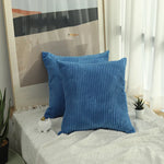 taies d'oreiller côtelées marron beige bleu moderne housse coussin lit chambre 45cm carré polyester