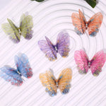 papillons artificiels clips couleur violet bleu vert rose orange imprimés semi transparents pack 50