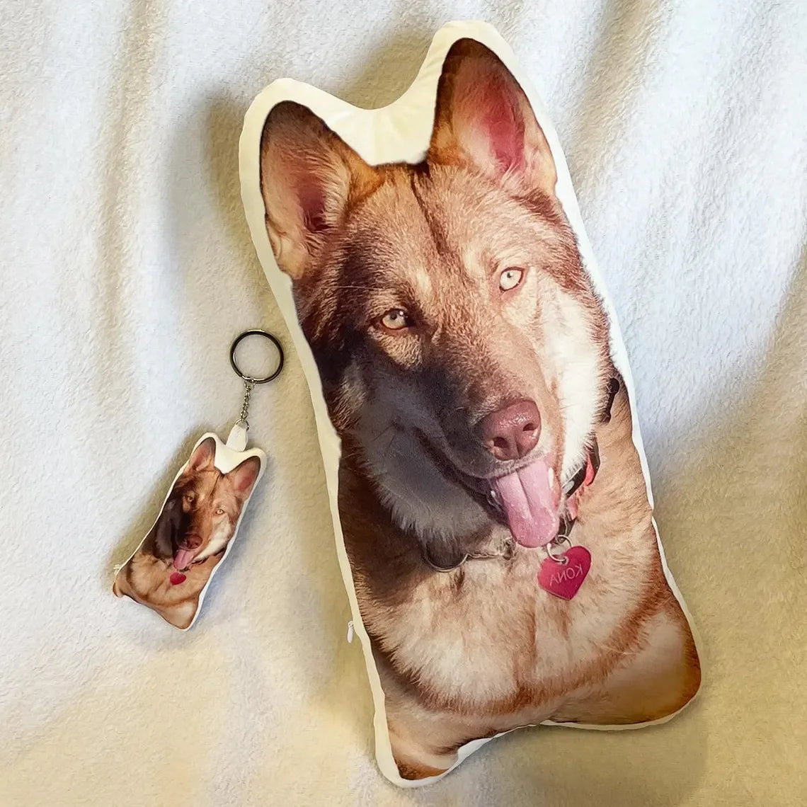 coussin personnalisable chien expressions marron clair porte clés anniversaire halloween festival amusant mini cadeau