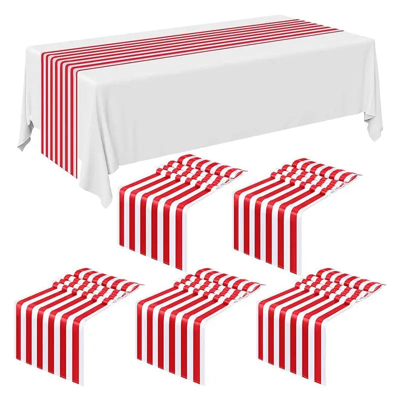chemin table rayé rouge blanc décoration noël table festive élégante polyester opaque 12 pouces