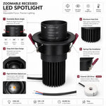 spot led noir réglable angle faisceau 15 45 60 modernes clips ressort 7w