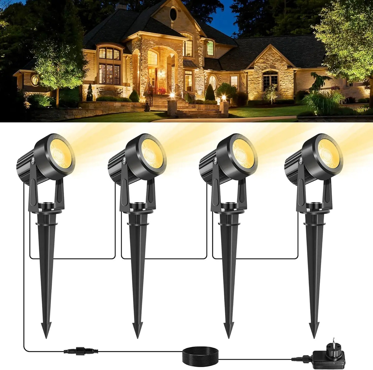 projecteur paysager led noir moderne ip65 extérieur 220v 10 leds adaptable piquet jardin lumière