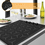 protecteur plaque cuisson induction noir hexagones blancs moderne adhésif 52x60cm silicone