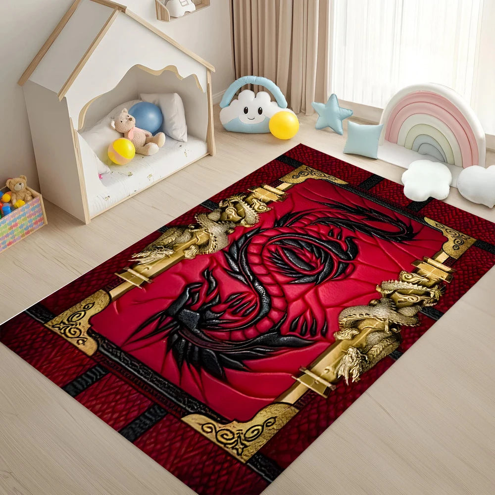 tapis ethnique géométrique rouge noir salon chambre décoration maison motifs floraux 40x60cm 50x80cm 80x120cm