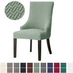 housse chaise mariage tissu géométrique vert gris protection fauteuil contemporain