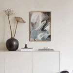 tableau toile art abstrait peinture moderne vert gris noir blanc cadre bois décoration murale