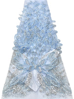 ruban décoratif luxueux fleurs relief strass couleur bleu clair rose beige violet gris élégant