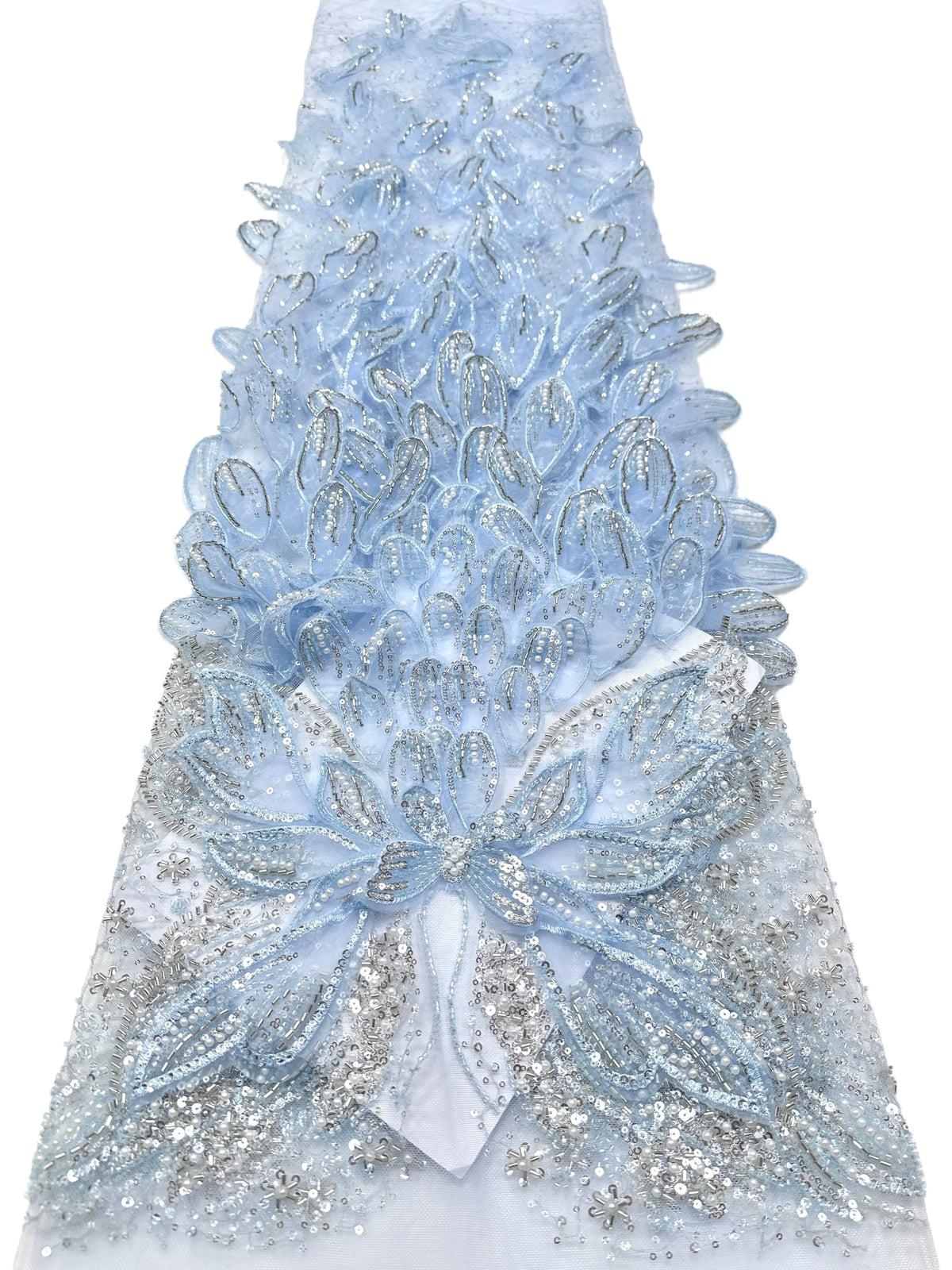 ruban décoratif luxueux fleurs relief strass couleur bleu clair rose beige violet gris élégant