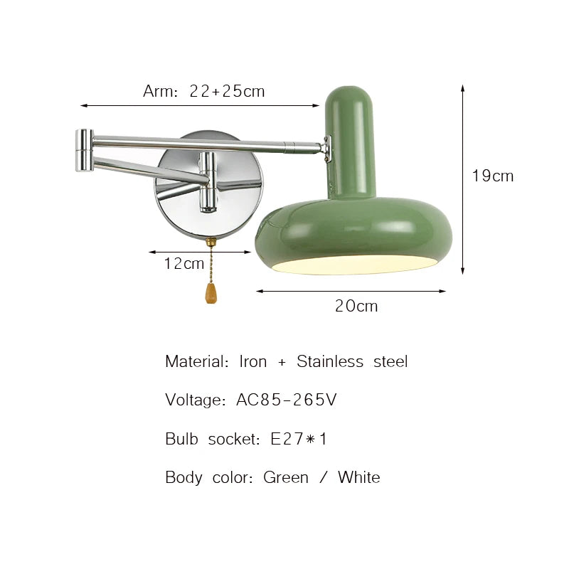 lampe murale articulée blanc vert moderne interrupteur vis fixations