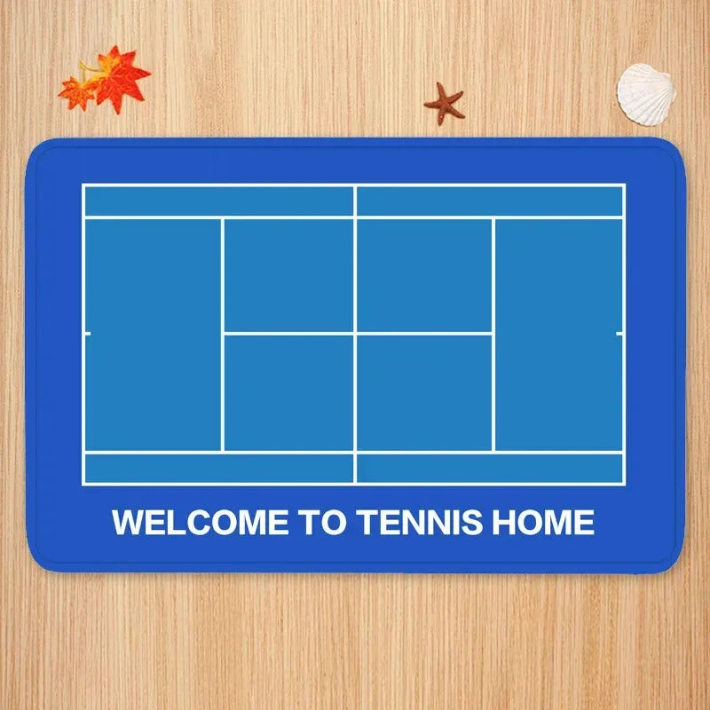 tapis sol moderne terrain tennis bleu vert orange antidérapant polyester coton 40x60cm 50x80cm