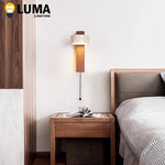 lampe murale moderne minimaliste bois texturé abatjour opaque orientable fixée mur