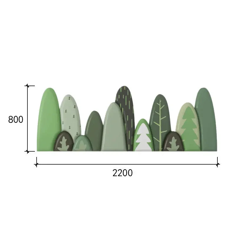 tête lit moderne motif feuilles verte gris chambre enfant décoration bois acajou ornemental intérieur