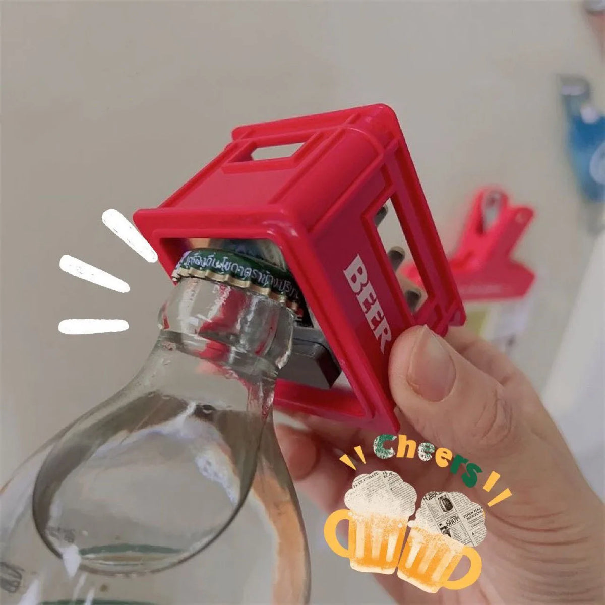 décapsuleur aimant mini caisse bière rouge vert BEER blanc pratique décoration maisonouvrier bouteille intégré