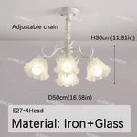 lampe suspendue fleur blanche classique romantique translucide chaines ampoules