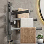 porte serviettes mural acier inoxydable gris moderne lisse pivotant salle bain pliable autoinstallation