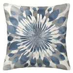 housse coussin polyester motif floral moderne bleu blanc lit salon voiture