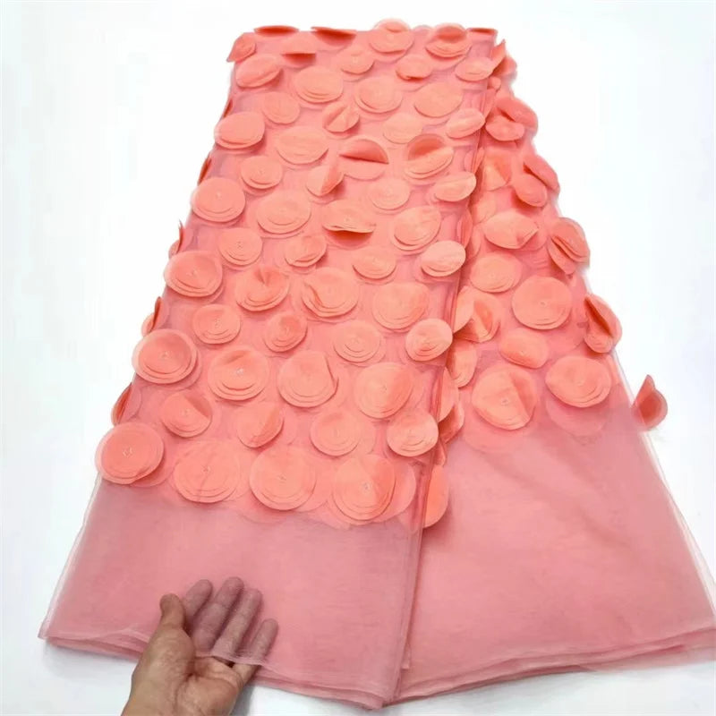 tissu polyester dentelle bleu royal rose vif élégant texturé circles relief occasion partie