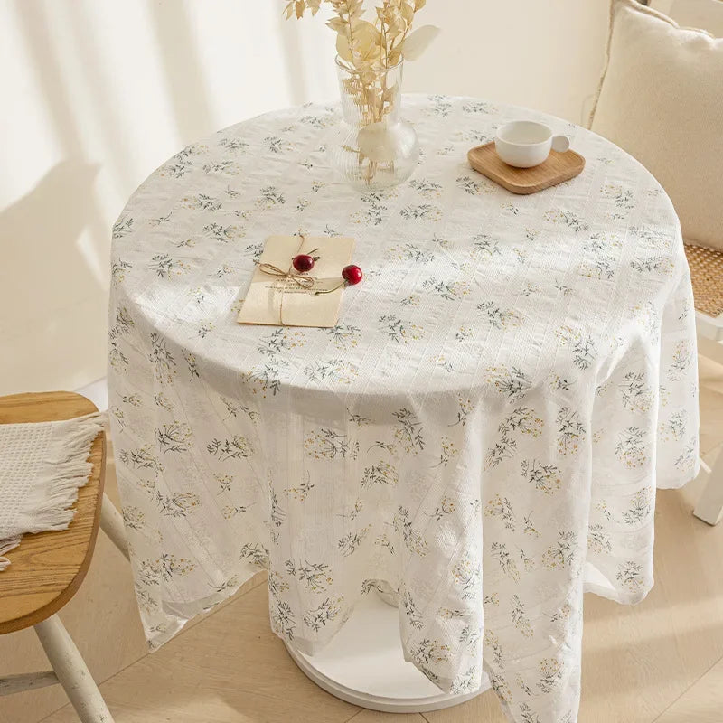 nappe table coton verte motifs floraux semi transparente classique rustique pâques noël