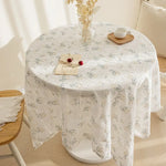 nappe table coton verte motifs floraux semi transparente classique rustique pâques noël