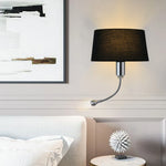 lampe murale moderne abatjour tissu texturé beige clair noir minimaliste fixée mur chambre coucher