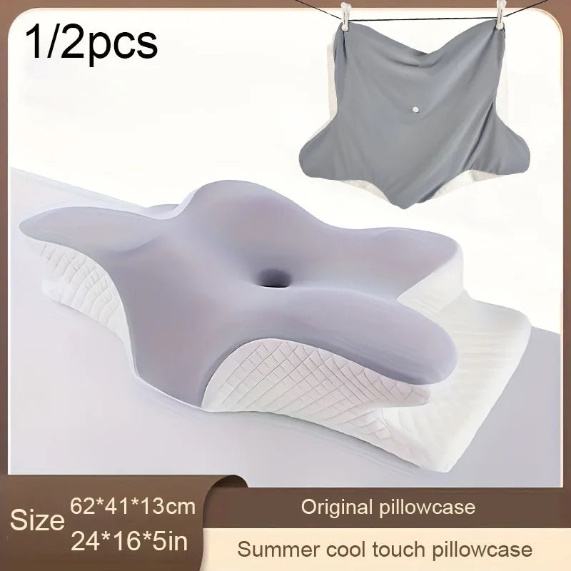 housse coussin mousse mémoire forme ovale gris texture contemporaine rafraîchissante polyester coton portable chambre