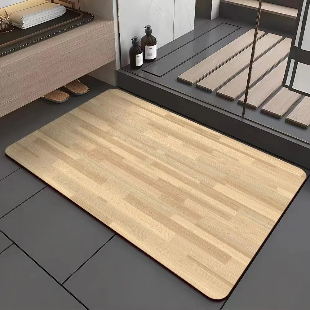 tapis sol salle bain cuisine absorbant séchage rapide antidérapant motif rayures beige moderne
