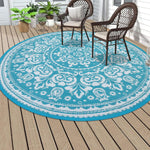 tapis rond moderne floral gris blanc marron bleu antidérapant extérieur intérieurolvable polypropylène polyester