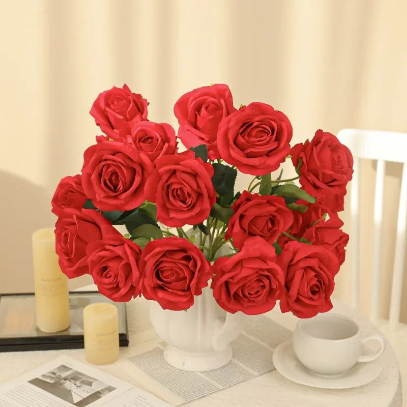 décoration intérieure bouquet roses artificielles violet rouge classique mariage anniversaire baby shower