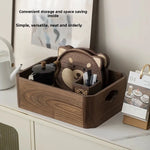 boîte rangement bois marron foncé moderne poignées intégrées rangement thé vin pinceaux crème