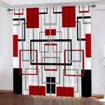 rideaux géométriques rouge noir moderne opaques polyester 100% 60x150cm 75x166cm