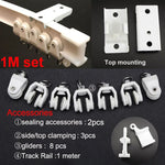 rails rideaux courbés pvc blanc flexible accessoires anneaux boucles poulies supports minimaliste