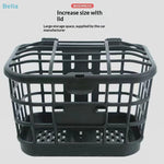 panier avant vélo électrique noir grille ouverte couvercle détachable rangement plastique utilitaire fonctionnel