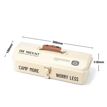 boîte outils métal poignée cuir camping rangement vintage robuste vert noir
