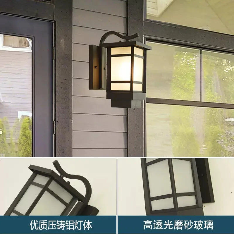 lampe murale moderne noir verre trempé éclairage extérieur résistant hydrofuge facile