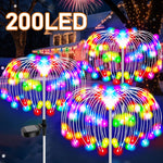 guirlande lumineuse solaire multicolore moderne led rouges vertes bleues jaunes fil métal spirale piquet