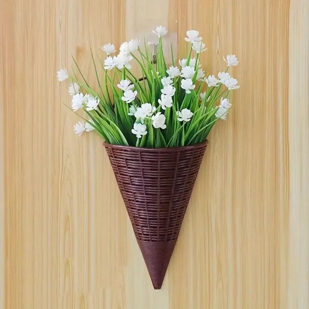 panier mural conique tressé marron foncé moderne suspension décoration intérieure[arrêt après 14ème mot]