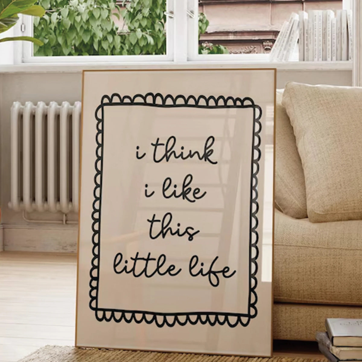 affiche minimaliste lettrage blanc noir cadre mural rectangle vertical salon chambre enfants decoration maison
