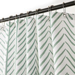 rideau douche moderne motif rayures vertes opacité tissu polyester blanc dimensions variées anneau métallique