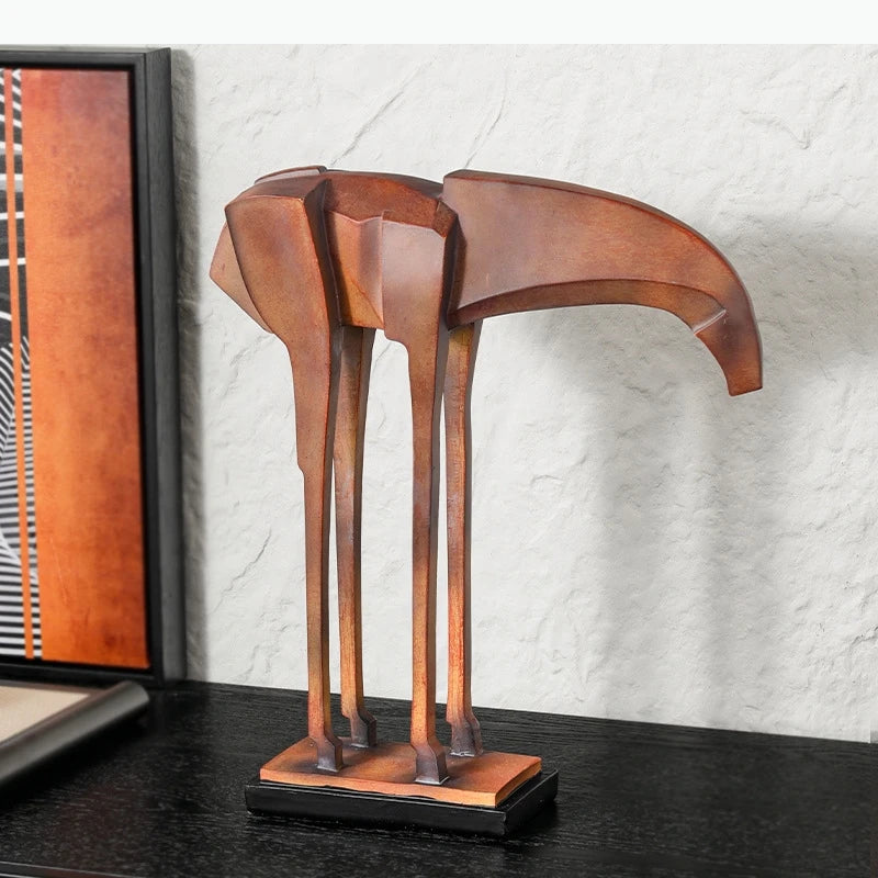 sculpture moderne cheval cuir marron décoration intérieure art abstrait animal compagnie ornement fixe sans