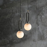 lampe suspendue marbre noir blanche moderne minimaliste globes translucides support métallique