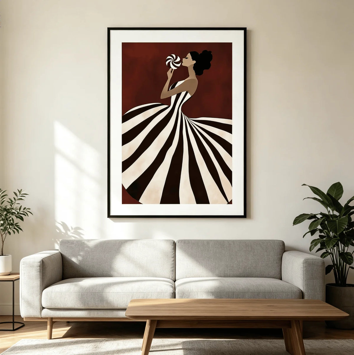 affiche abstraite rayées rouges moderne sans cadre toile impression murale chambre salon