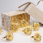 bagues dorées fleurs diamants simulés élégantes modernes anneau ajustable set pièces