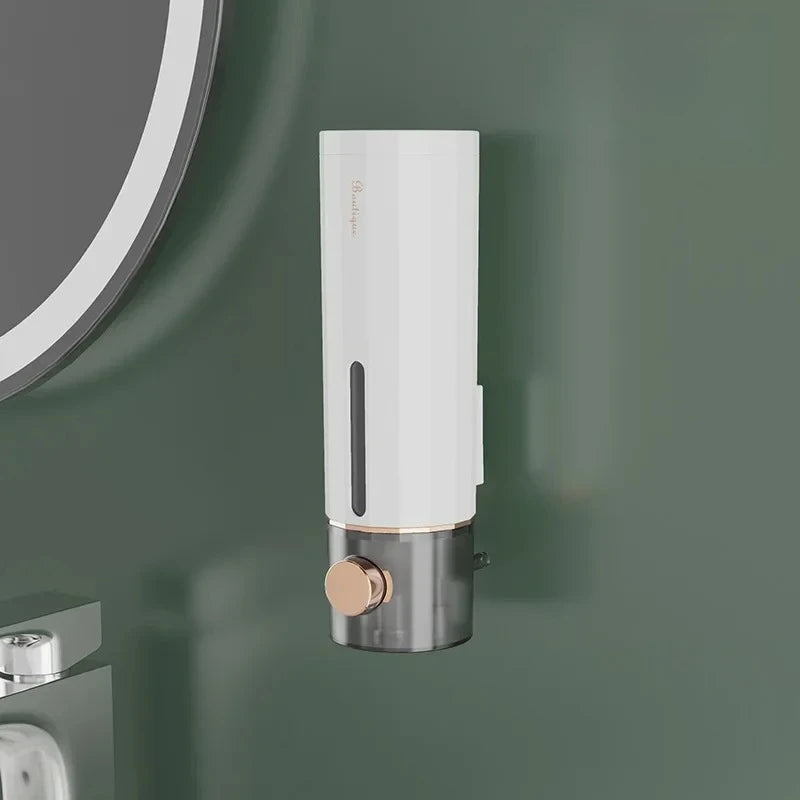 distributeur savon liquide moderne vert gris doré adhésif bouteille 450ml opacité matériau plastique